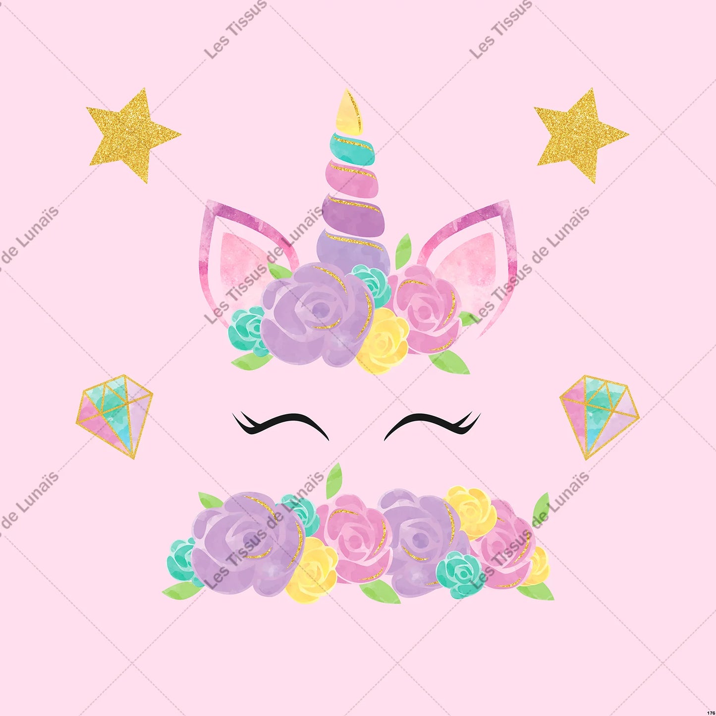 PANNEAU 176 enfant licorne fille- 9 matières - 7 dimensions - au choix - Idéal pour vos Créations Couture !