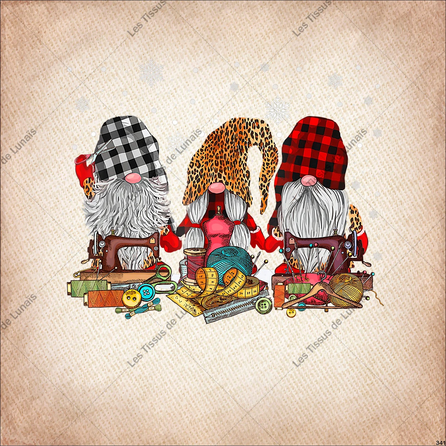 PANNEAU 341 gnome couture - 9 matières - 7 dimensions - au choix - Idéal pour vos Créations Couture !
