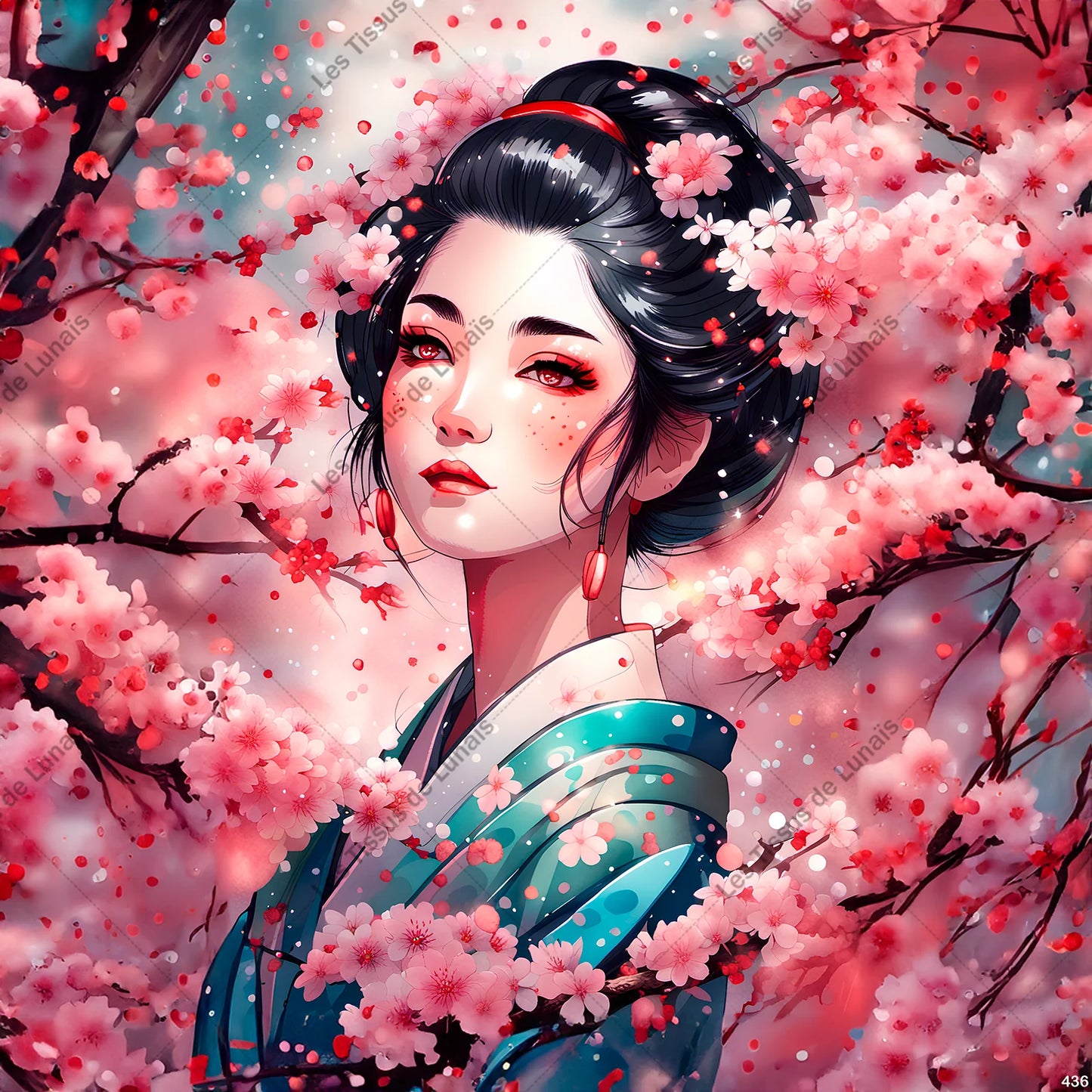 PANNEAU 436 geisha femme japon - 9 matières - 7 dimensions - au choix - Idéal pour vos Créations Couture !
