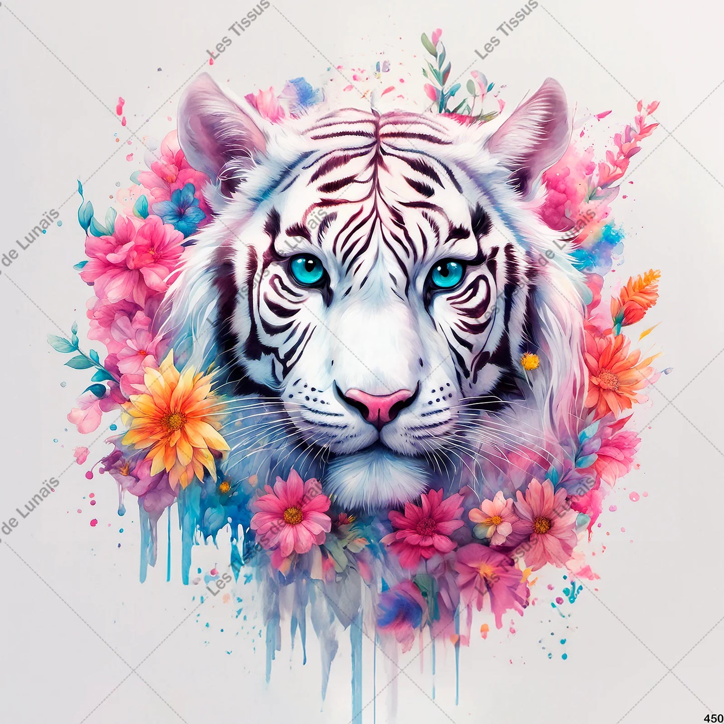 PANNEAU 450 tigre animal fleur - 9 matières - 7 dimensions - au choix - Idéal pour vos Créations Couture !