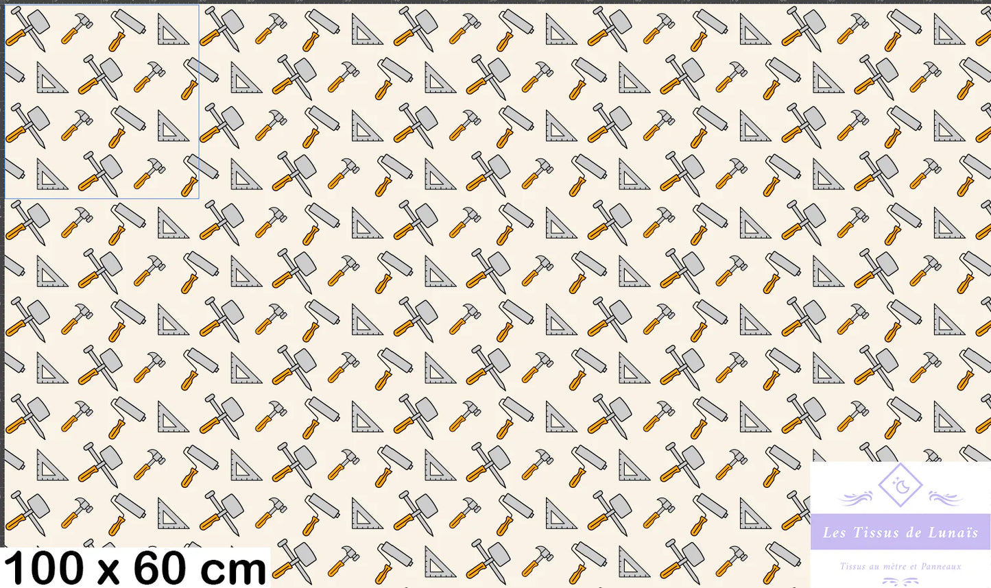 Tissu au mètre153 métier passion bricolage - Disponible en 9 matières - Vendu par multiple de 50 cm