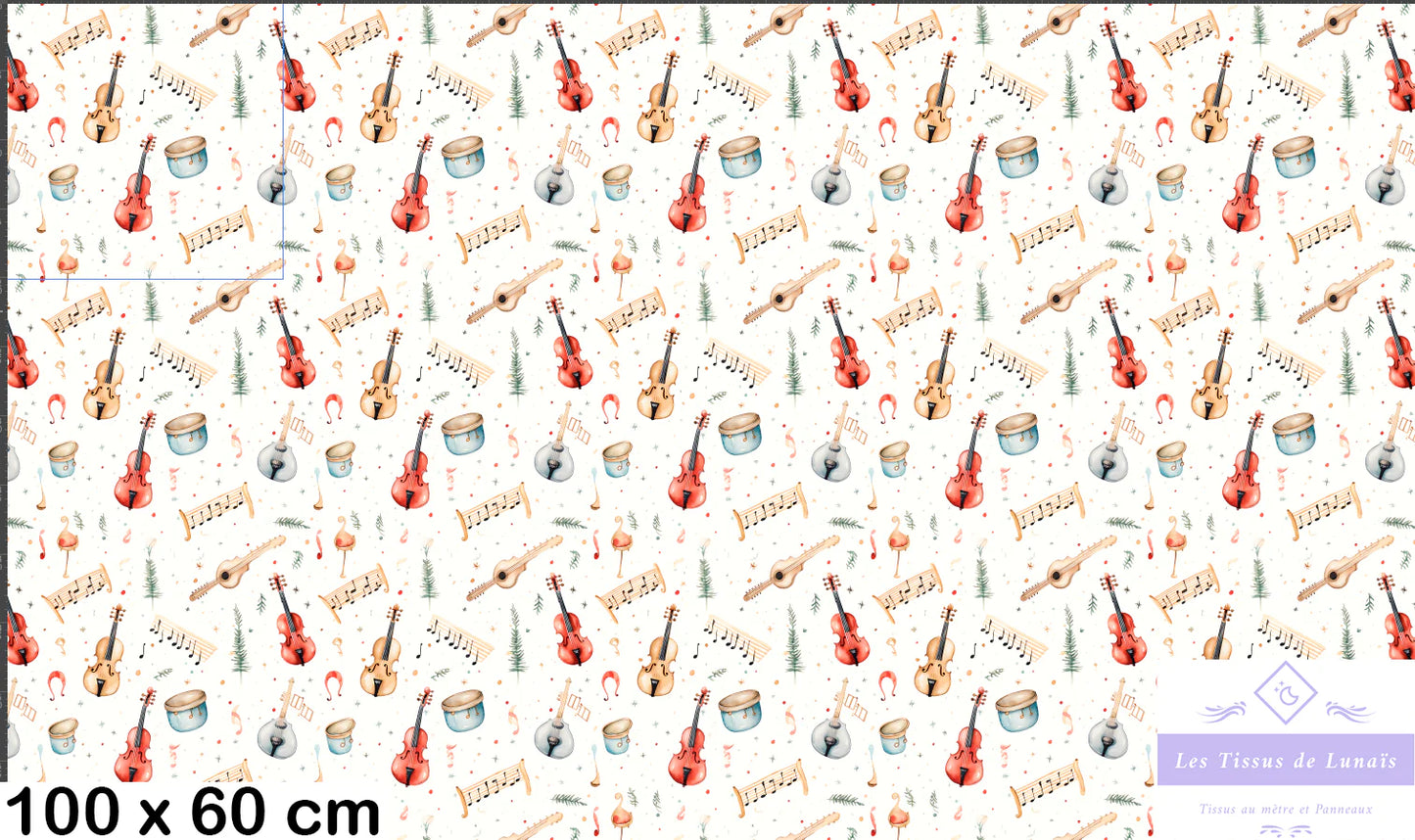 Tissu au mètre 184 métier passion musique - Disponible en 9 matières - Vendu par multiple de 50 cm