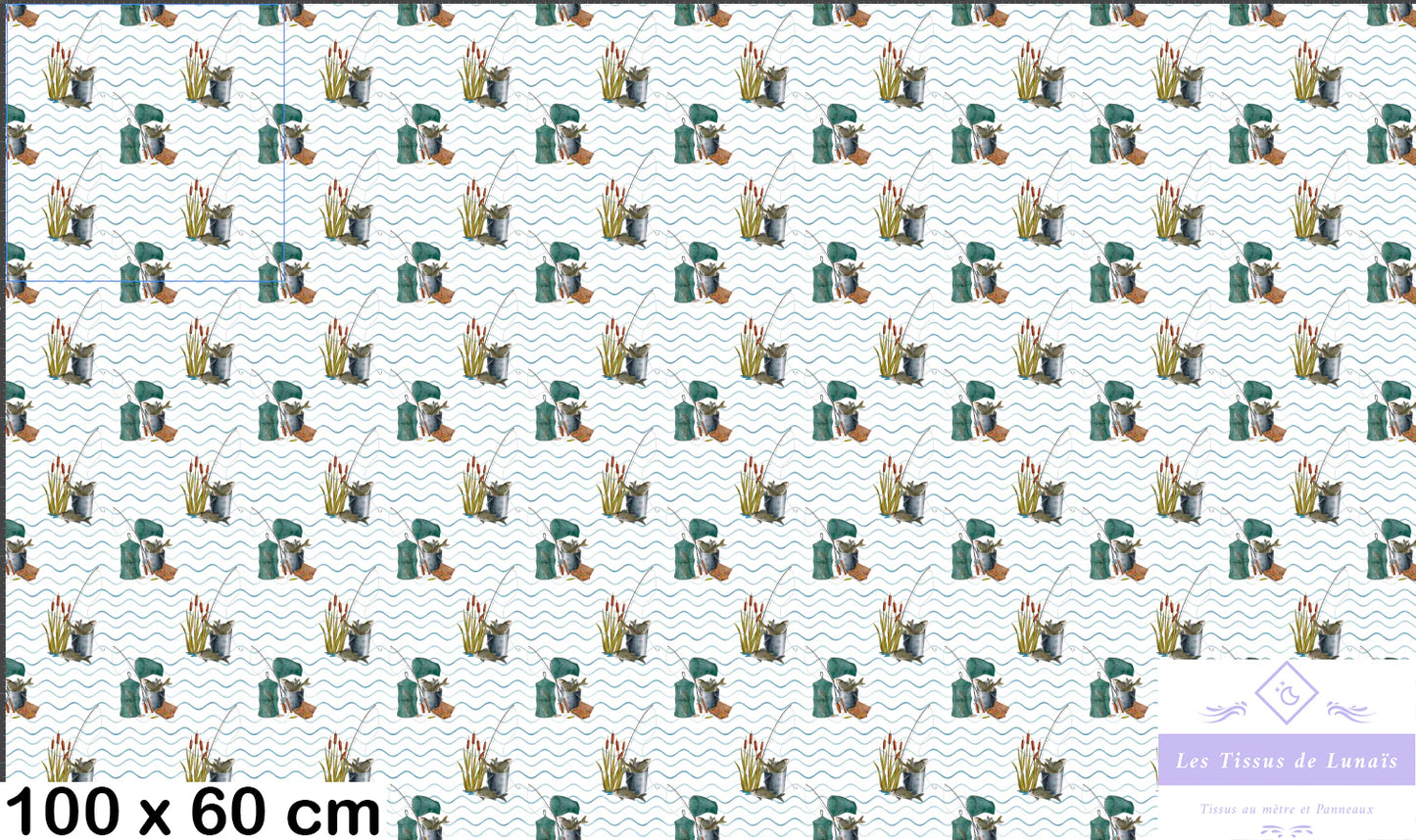 Tissu au mètre 187 métier passion pêche - Disponible en 9 matières - Vendu par multiple de 50 cm