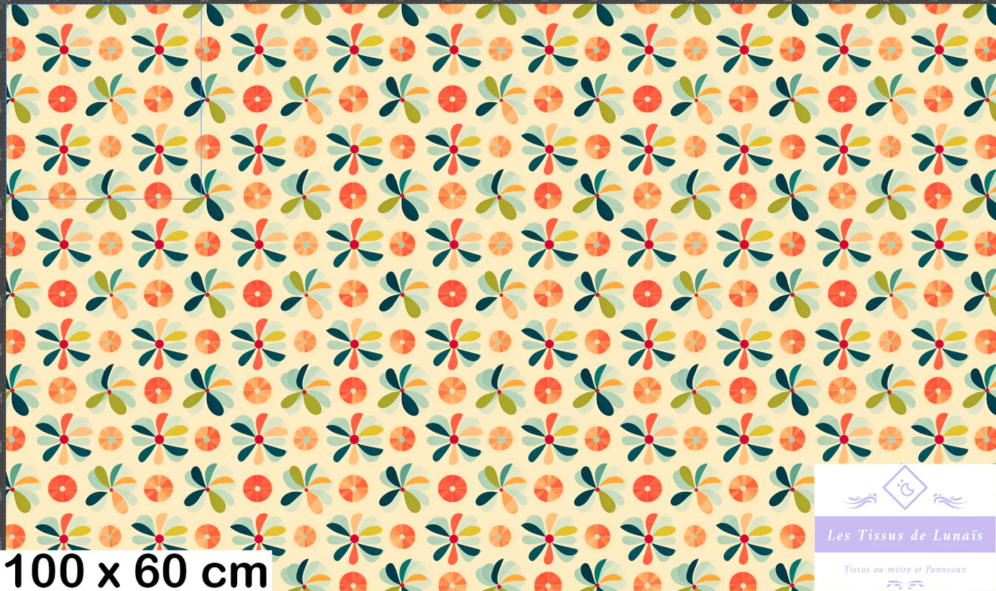 Tissu au mètre 197 retro vintage - Disponible en 9 matières - Vendu par multiple de 50 cm