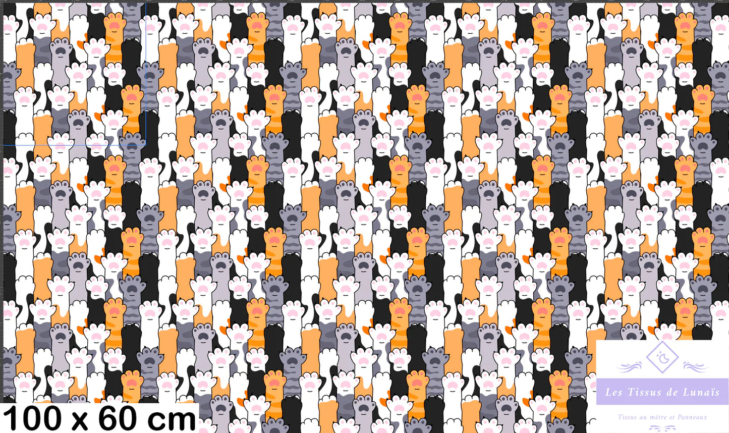 Tissu au mètre 20 chat- Disponible en 9 matières - Vendu par multiple de 50 cm