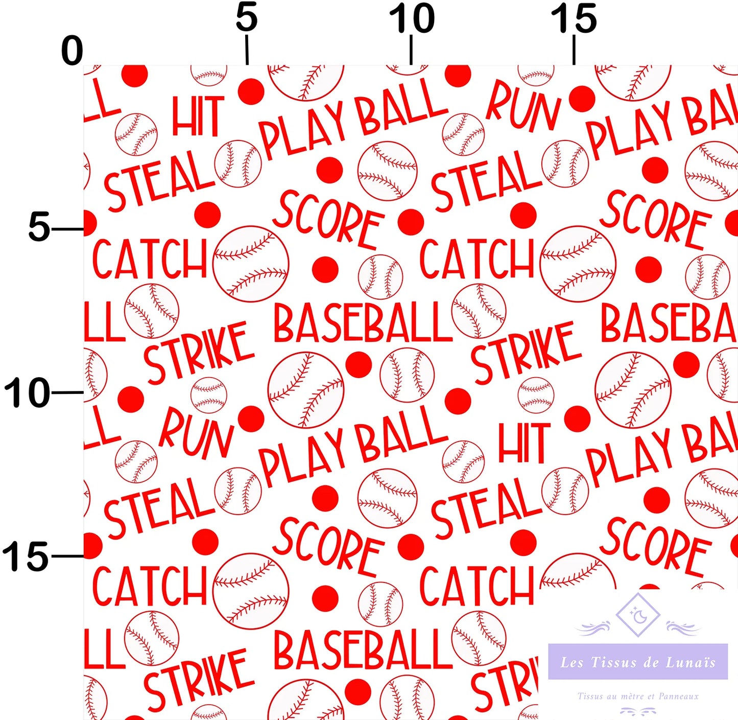 Tissu au mètre 203 sport baseball - Disponible en 9 matières - Vendu par multiple de 50 cm