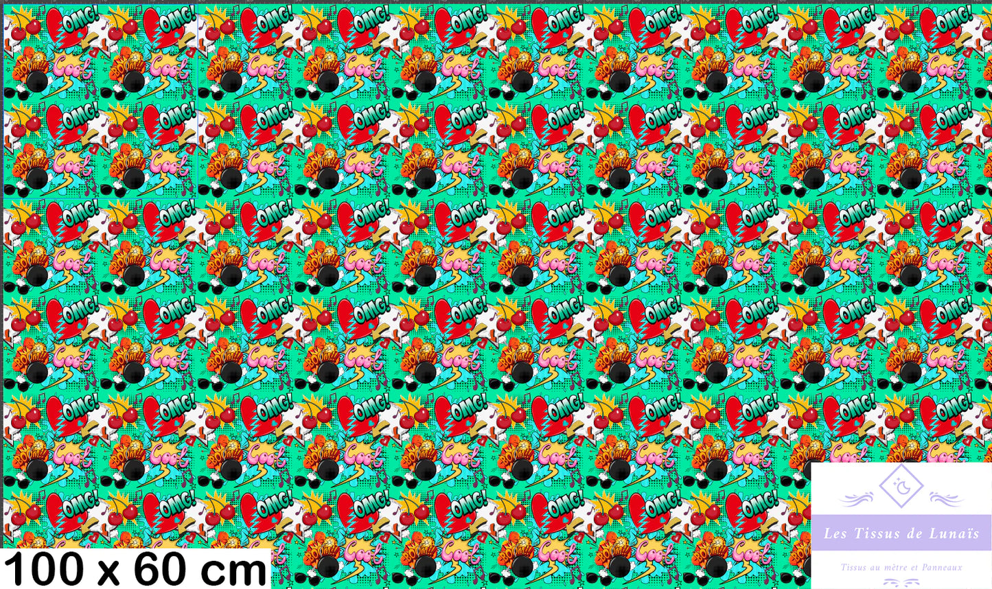 Tissu au mètre pop art 337 - Disponible en 9 matières - Vendu par multiple de 50 cm