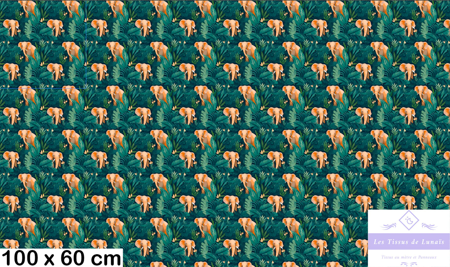 Tissu au mètre 38 éléphant - Disponible en 9 matières - Vendu par multiple de 50 cm