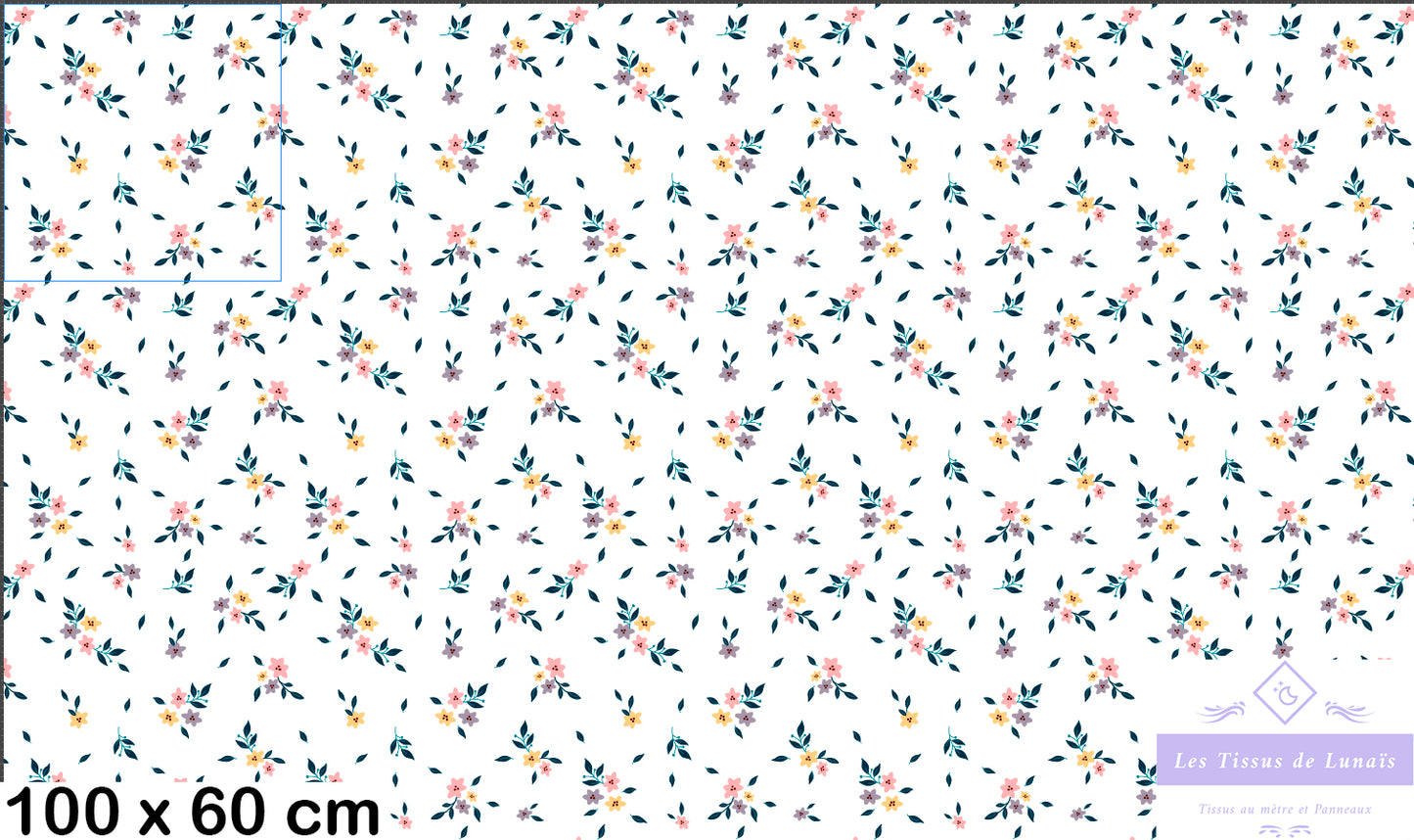 Tissu au mètre 400 feuille fleur - Disponible en 9 matières - Vendu par multiple de 50 cm