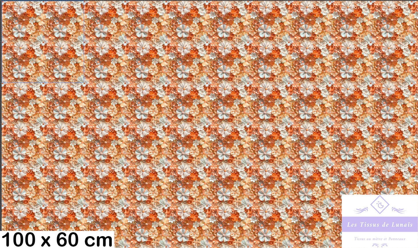 Tissu au mètre 436 3d fleur - Disponible en 9 matières - Vendu par multiple de 50 cm