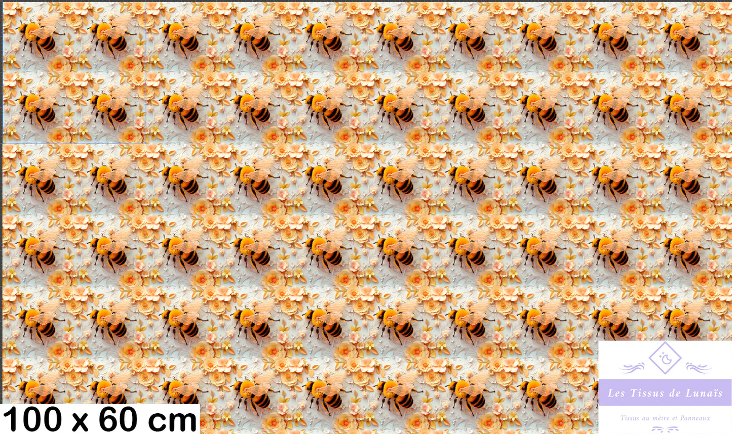 Tissu au mètre 440 3d abeille - Disponible en 9 matières - Vendu par multiple de 50 cm