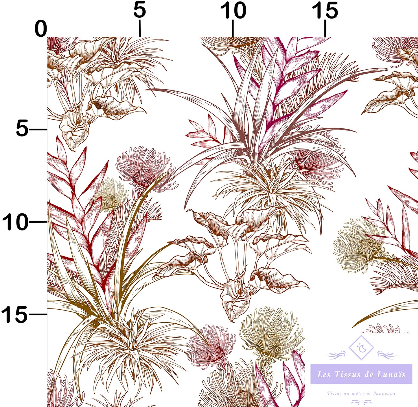Tissu 469 feuillage luxuriant au mètre - Disponible en 9 matières - Vendu par multiple de 50 cm