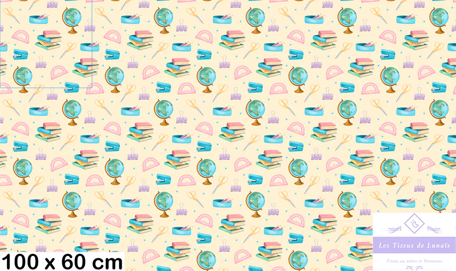 Tissu 484 école, scolaire, maîtresse, maître, ATSEM, au mètre - Disponible en 9 matières - Vendu par multiple de 50 cm