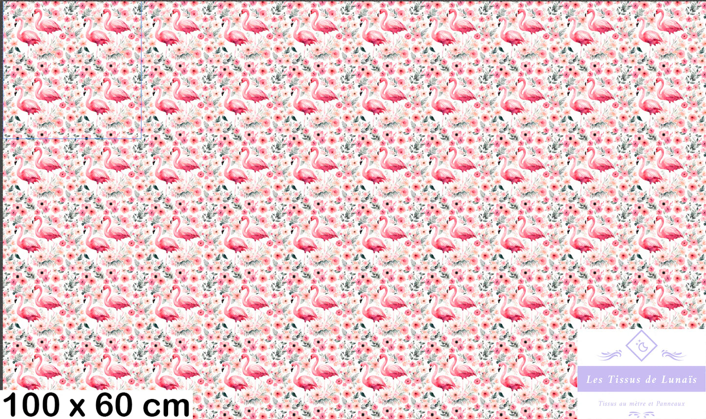 Tissu au mètre 49 flamant rose - Disponible en 9 matières - Vendu par multiple de 50 cm