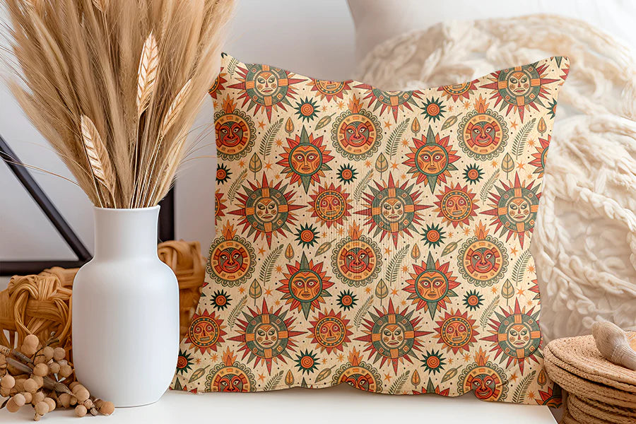 Tissu 493 au mètre soleil aztèque – Motif ethnique et tribal – Style bohème & mystique
🎨 Couleurs chaudes – Tons ocre, rouge, vert, beige – Effet vintage - Disponible en 9 matières - Vendu par multiple de 50 cm