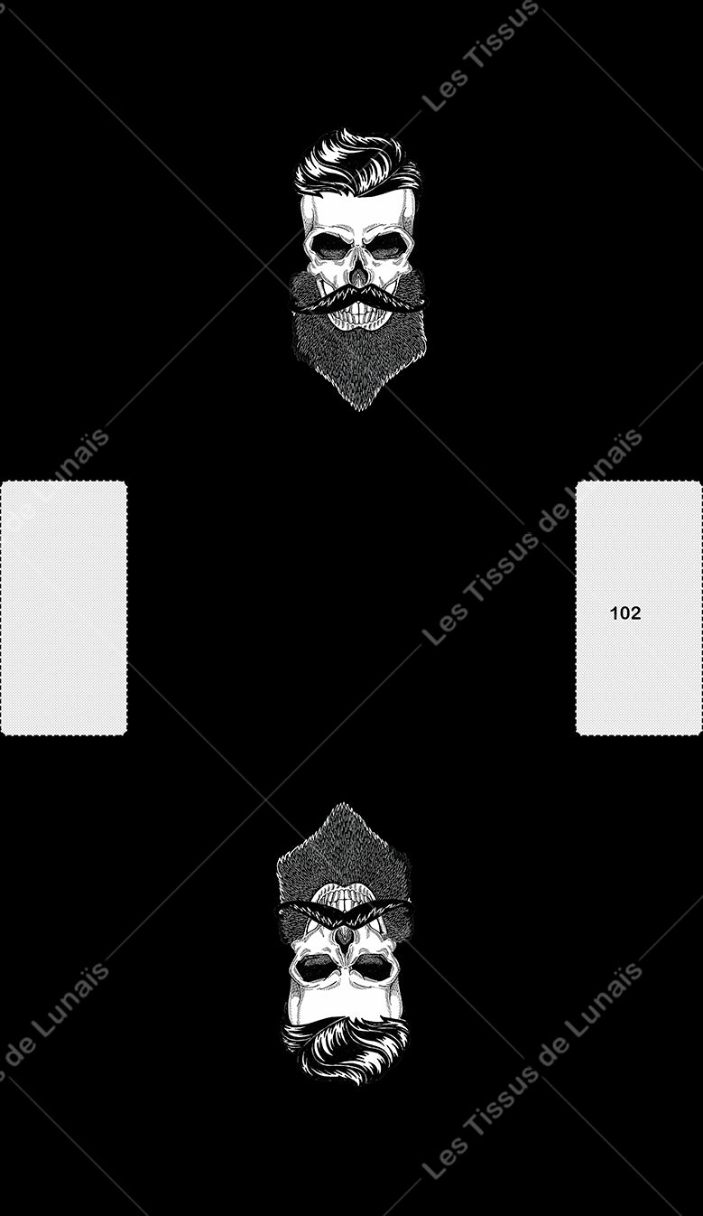 PANNEAU 102 homme tête de mort - 9 matières - 7 dimensions - au choix - Idéal pour vos Créations Couture !