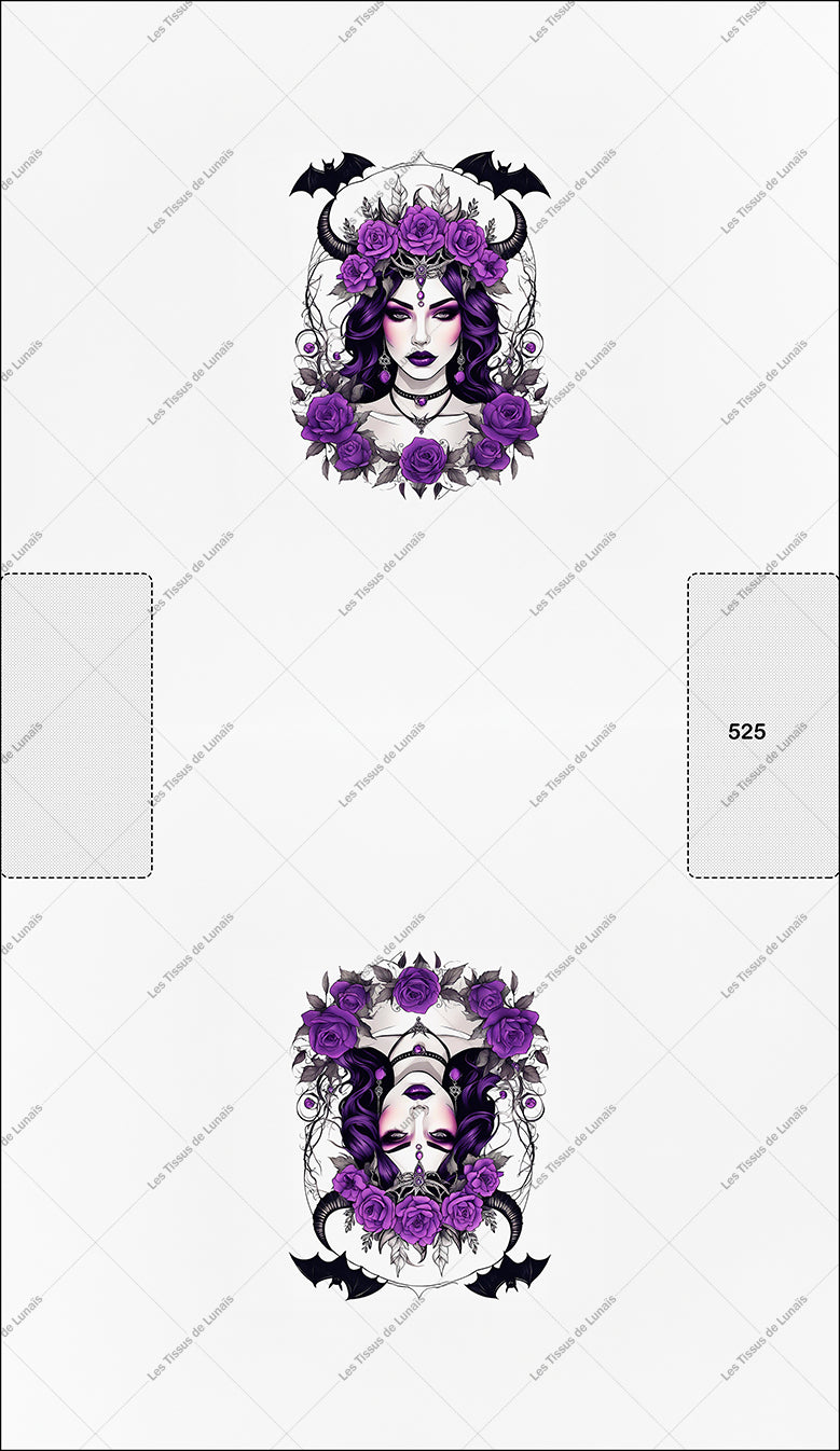 PANNEAU 525 femme gothique mystérieuse - 9 matières - 7 dimensions - au choix - Idéal pour vos Créations Couture !