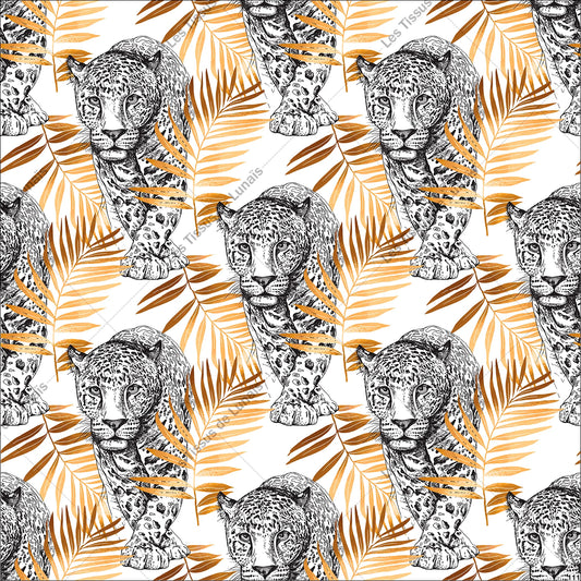 PANNEAU 111 savane tigre animal fleur - 9 matières - 7 dimensions - au choix - Idéal pour vos Créations Couture !