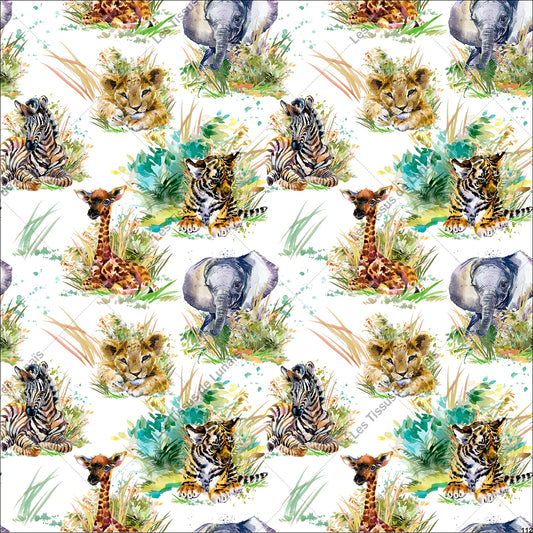 PANNEAU 112 savane animal girafe lion tigre zèbre éléphant - 9 matières - 7 dimensions - au choix - Idéal pour vos Créations Couture !