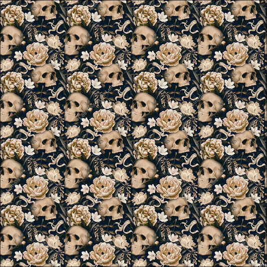 PANNEAU 118 tête de mort fleur - 9 matières - 7 dimensions - au choix - Idéal pour vos Créations Couture !