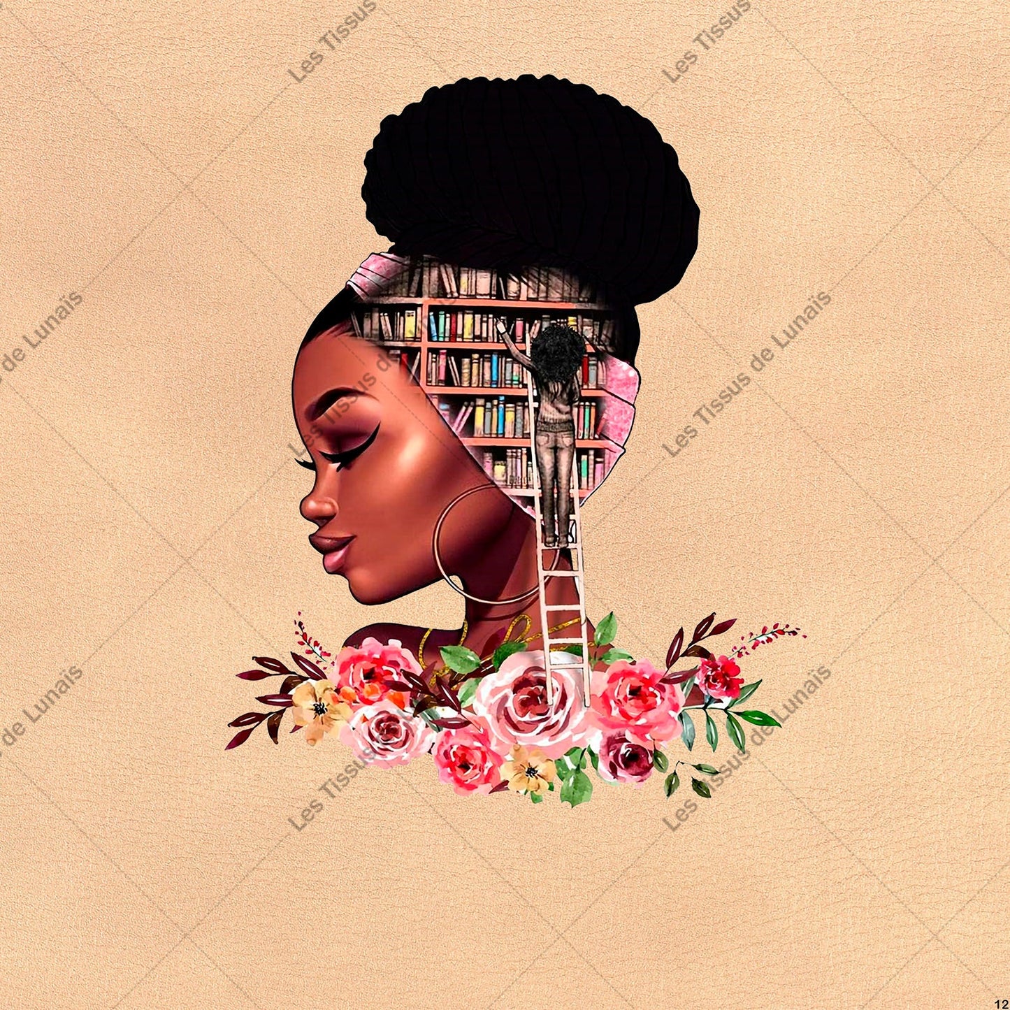 PANNEAU 12 afro black métisse - 9 matières - 7 dimensions - au choix - Idéal pour vos Créations Couture !