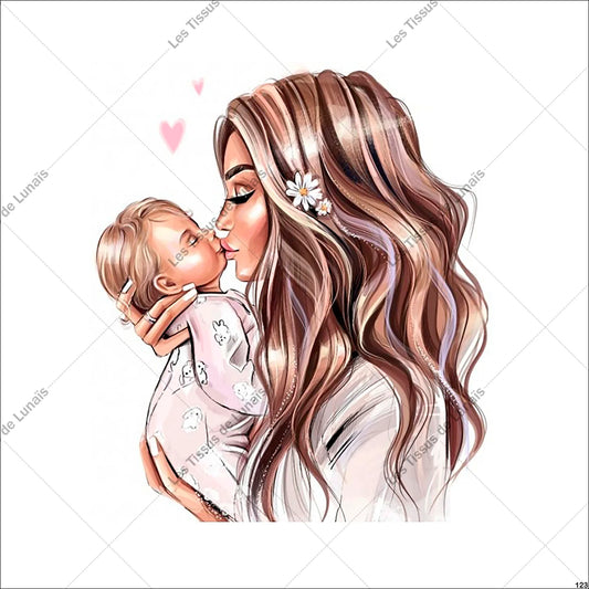 PANNEAU 123 maman enfant bébé - 9 matières - 7 dimensions - au choix - Idéal pour vos Créations Couture !