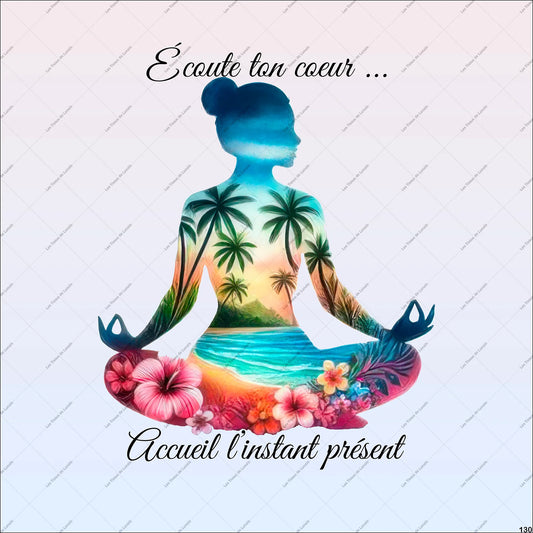 PANNEAU 130  Yoga, Zen, apaisant, tropical, méditatif  - 9 matières - 7 dimensions - au choix - Idéal pour vos Créations Couture !