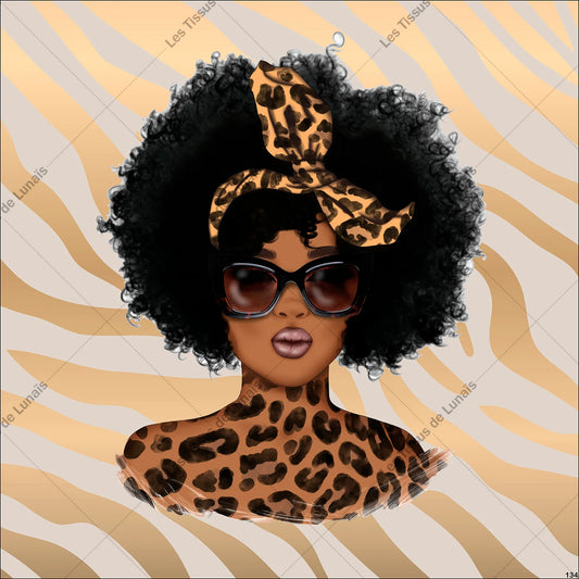 PANNEAU 134 femme afro black - 9 matières - 7 dimensions - au choix - Idéal pour vos Créations Couture !
