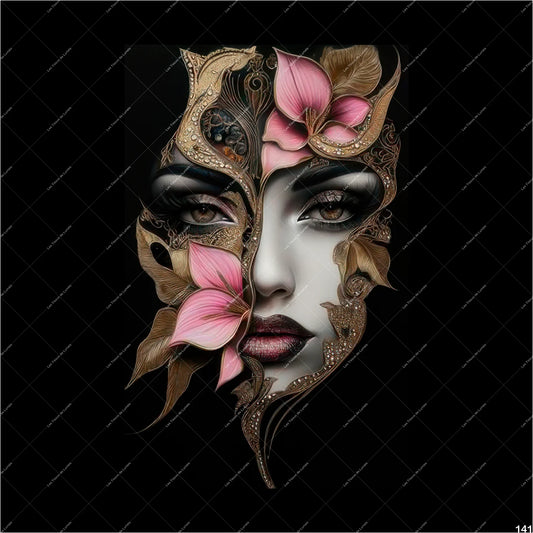 PANNEAU 141 femme Mystérieux, élégant, baroque, envoûtant  - 9 matières - 7 dimensions - au choix - Idéal pour vos Créations Couture !