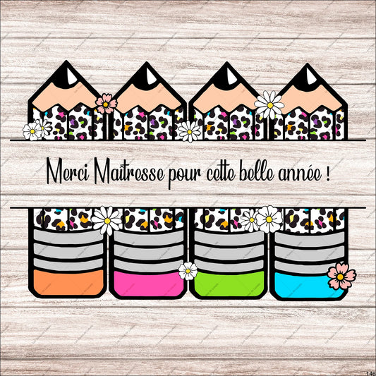 PANNEAU 146 maîtresse, école, scolaire, coloré, joyeux, reconnaissant  - 9 matières - 7 dimensions - au choix - Idéal pour vos Créations Couture !