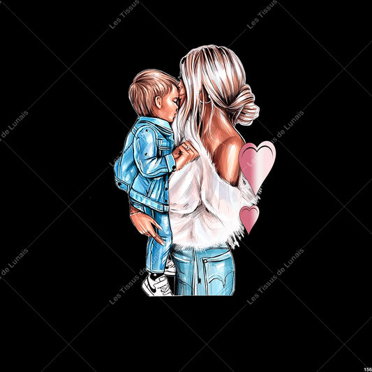 PANNEAU 156 maman enfant garçon - 9 matières - 7 dimensions - au choix - Idéal pour vos Créations Couture !