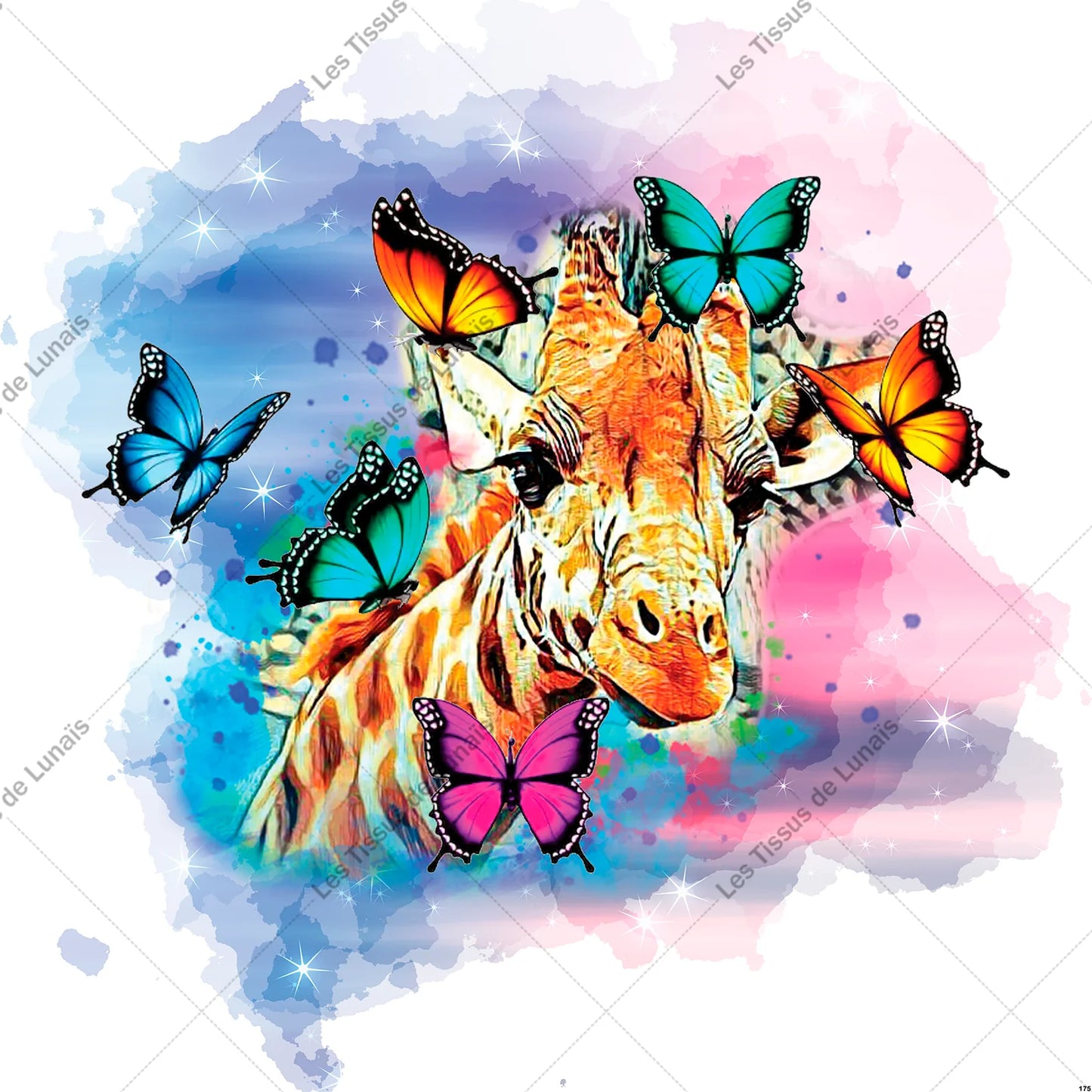 PANNEAU 175 animal girafe savane - 9 matières - 7 dimensions - au choix - Idéal pour vos Créations Couture !