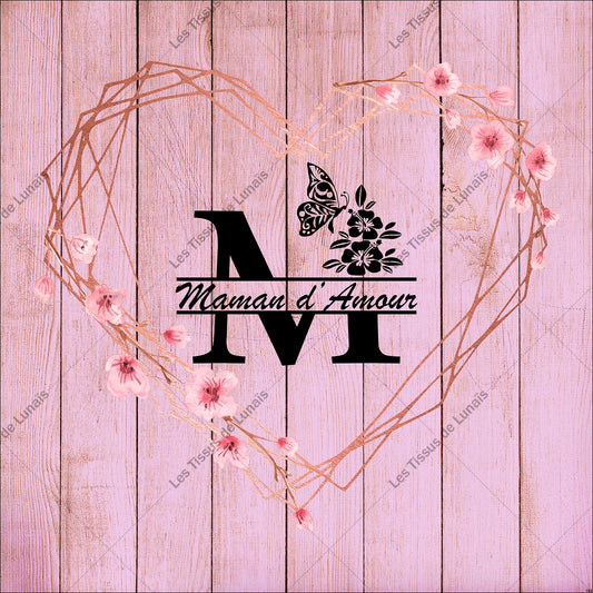 PANNEAU 183 maman amour mère cœur love - 9 matières - 7 dimensions - au choix - Idéal pour vos Créations Couture !