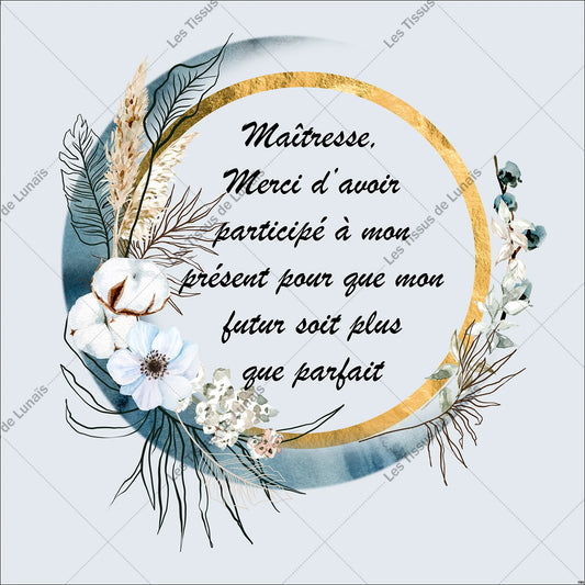 PANNEAU 184 école scolaire maîtresse métier passion - 9 matières - 7 dimensions - au choix - Idéal pour vos Créations Couture !