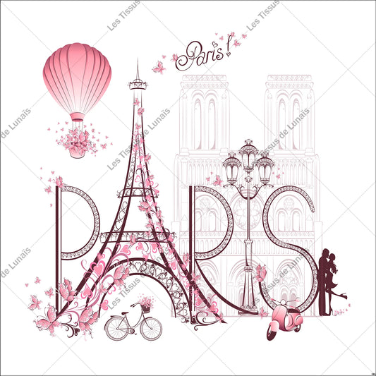 PANNEAU 185 Paris Tour Eiffel - 9 matières - 7 dimensions - au choix - Idéal pour vos Créations Couture !