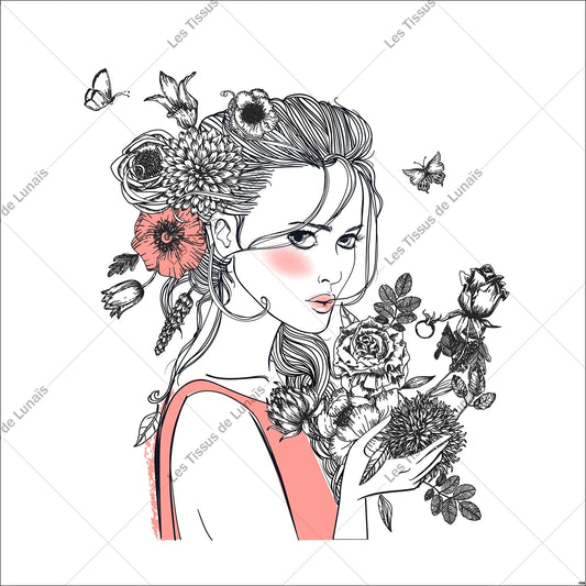 PANNEAU 199 femme mode girly fleur - 9 matières - 7 dimensions - au choix - Idéal pour vos Créations Couture !
