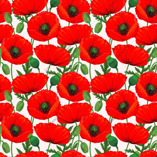 PANNEAU 19 fleurs coquelicot - 9 matières - 7 dimensions - au choix - Idéal pour vos Créations Couture !