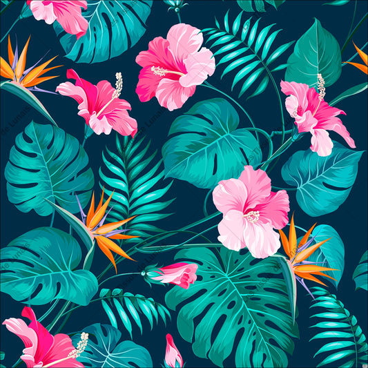 PANNEAU 201 fleur exotique - 9 matières - 7 dimensions - au choix - Idéal pour vos Créations Couture !
