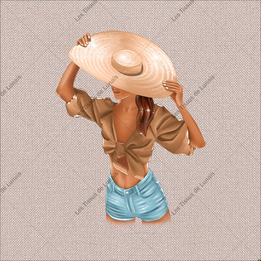 PANNEAU 213 femme mode girly mode chapeau été - 9 matières - 7 dimensions - au choix - Idéal pour vos Créations Couture !