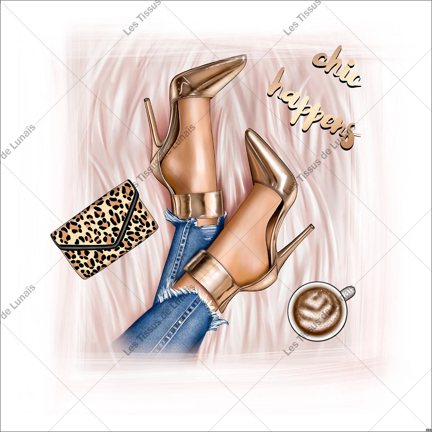 PANNEAU 253 mode girly pied talon - 9 matières - 7 dimensions - au choix - Idéal pour vos Créations Couture !