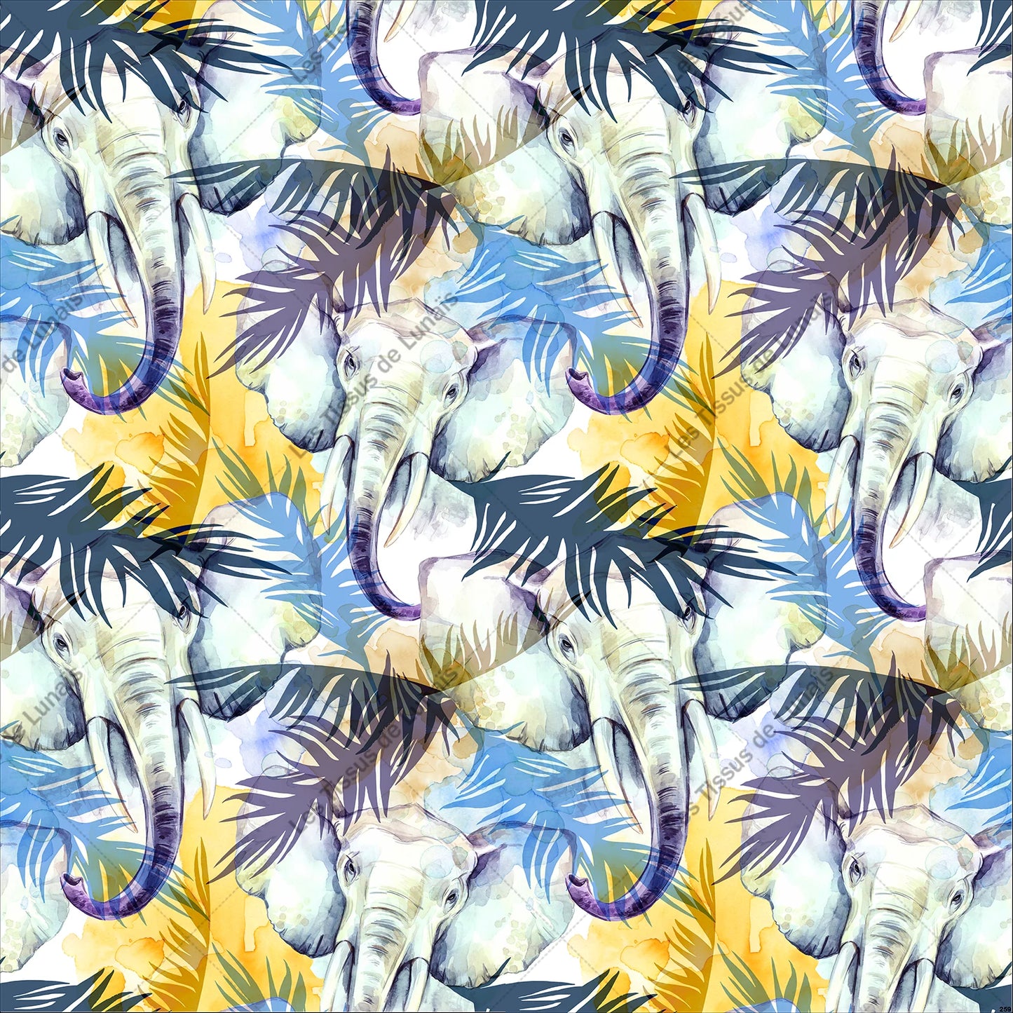 PANNEAU 259 fleur éléphant savane - 9 matières - 7 dimensions - au choix - Idéal pour vos Créations Couture !