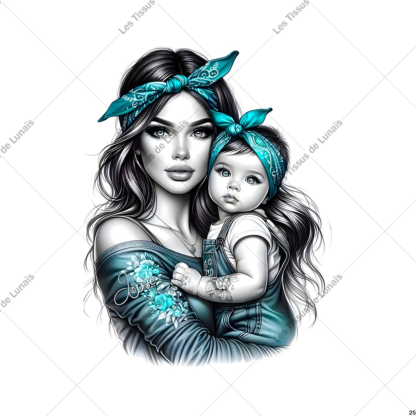 PANNEAU 25 maman enfant bébé - 9 matières - 7 dimensions - au choix - Idéal pour vos Créations Couture !