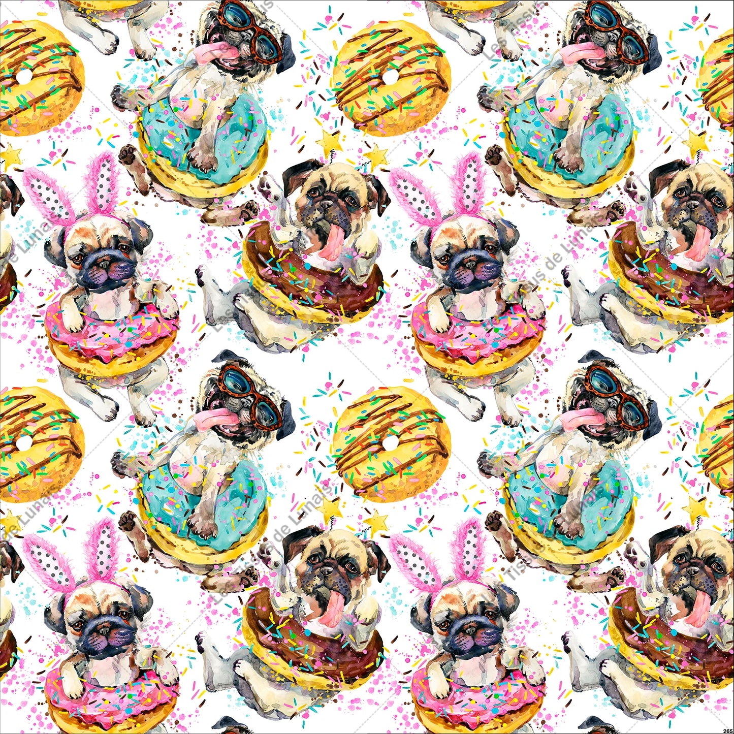PANNEAU 265 animal chien donut - 9 matières - 7 dimensions - au choix - Idéal pour vos Créations Couture !