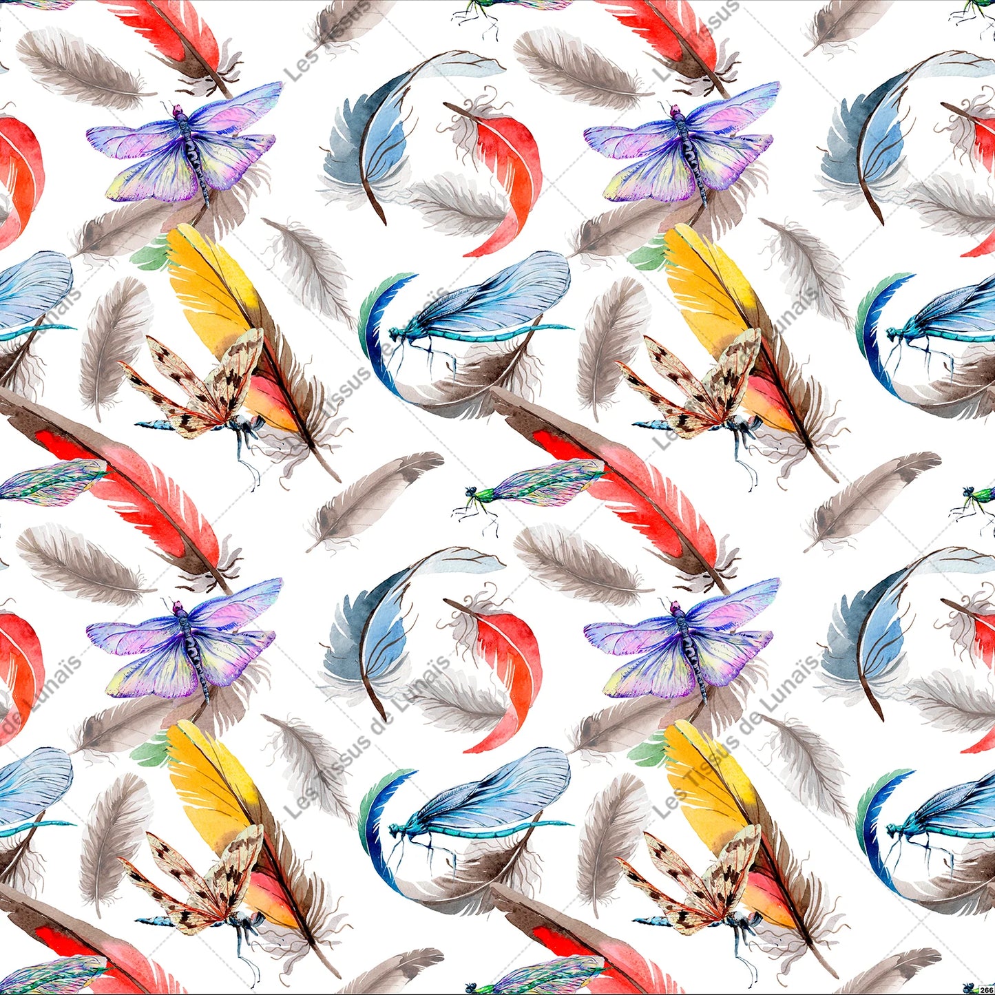 PANNEAU 266 plume insecte libellule - 9 matières - 7 dimensions - au choix - Idéal pour vos Créations Couture !