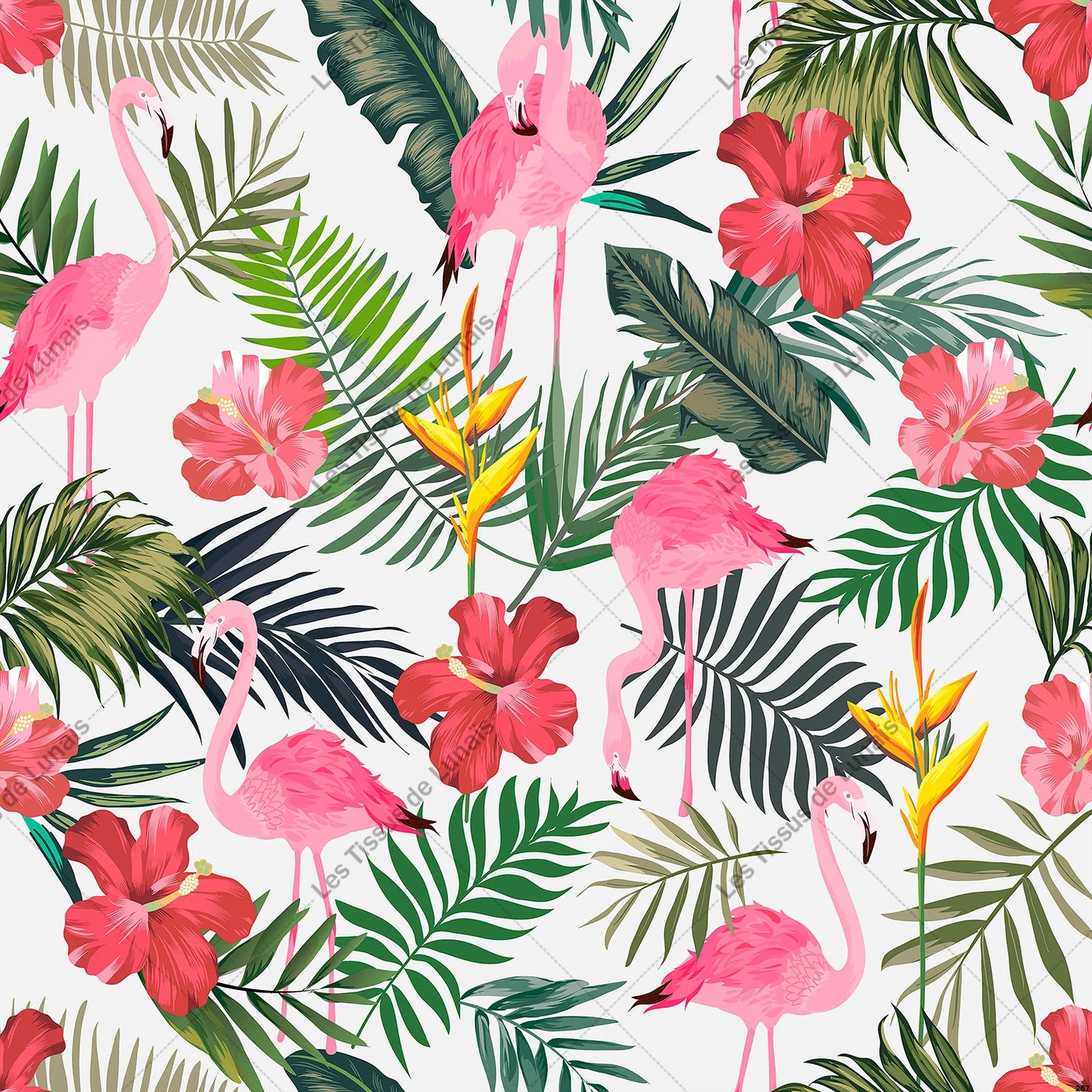 PANNEAU 267 oiseau flamant exotique - 9 matières - 7 dimensions - au choix - Idéal pour vos Créations Couture !