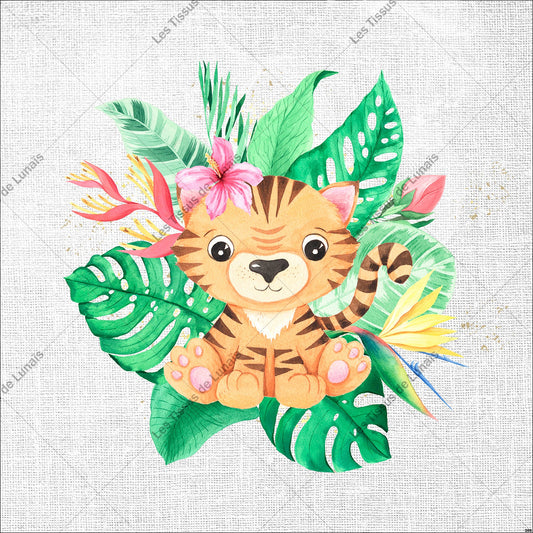 PANNEAU 269 animal enfant lionceau savane fleur - 9 matières - 7 dimensions - au choix - Idéal pour vos Créations Couture !