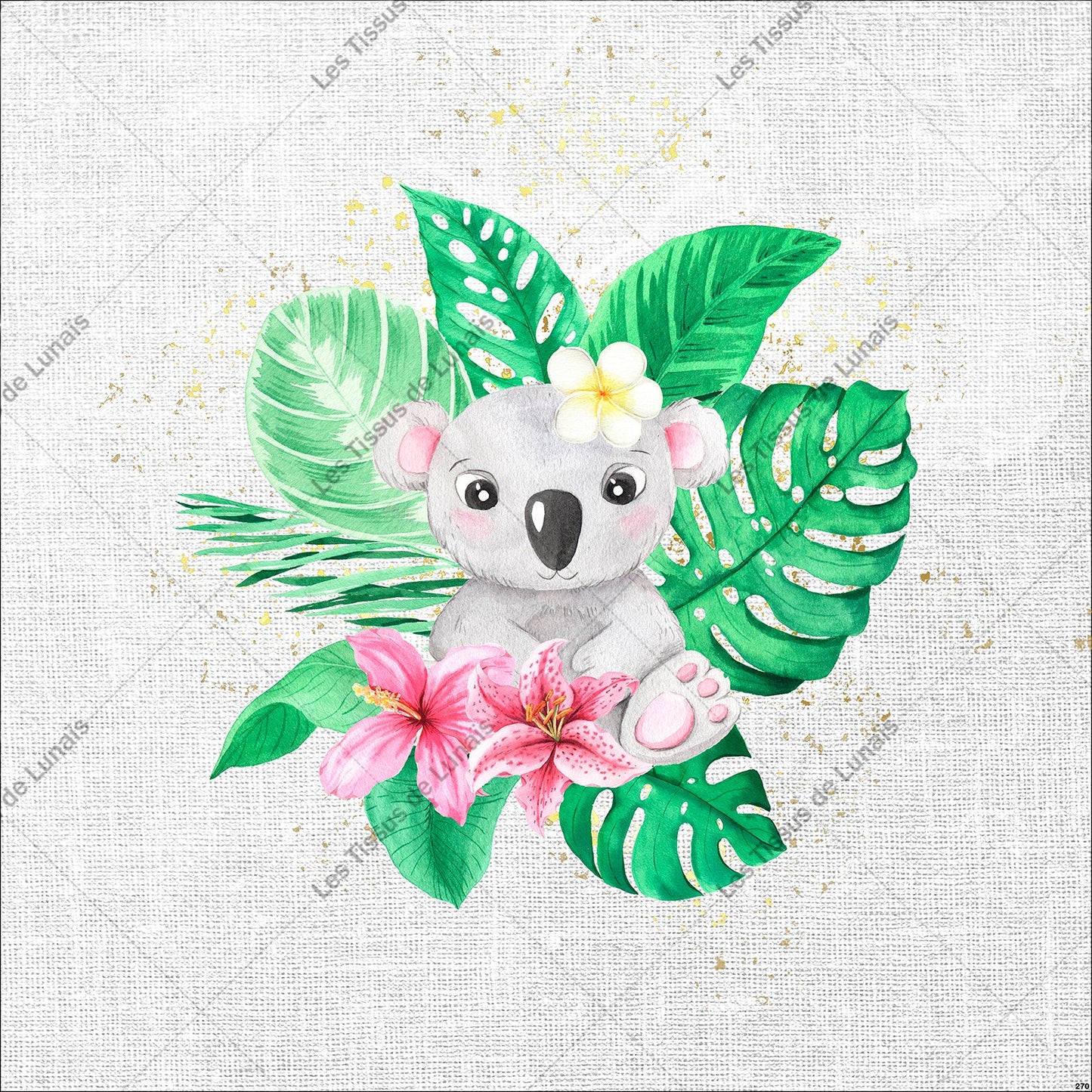 PANNEAU 270 enfant animal koala savane fleur - 9 matières - 7 dimensions - au choix - Idéal pour vos Créations Couture !