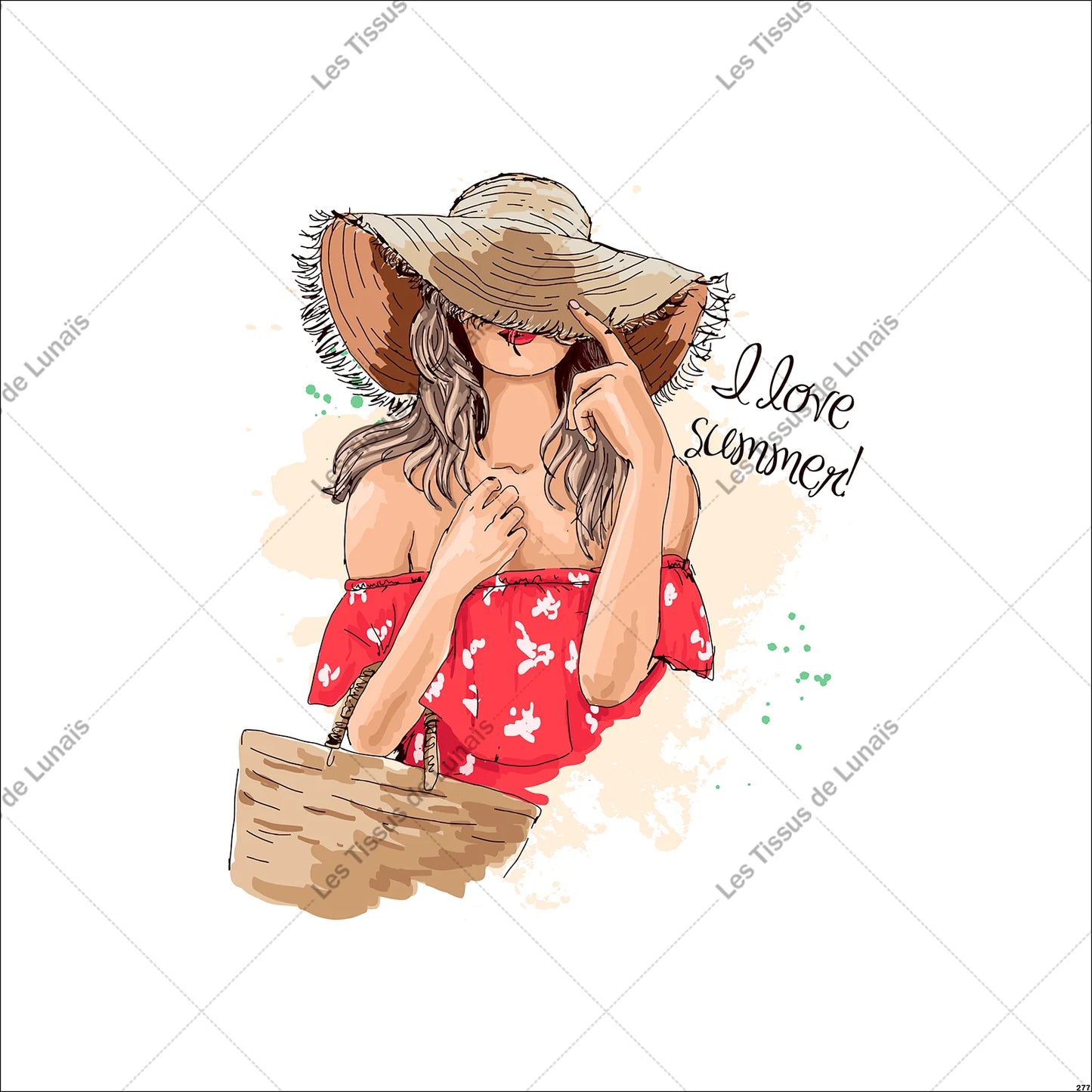 PANNEAU 277 mode femme girly été chapeau - 9 matières - 7 dimensions - au choix - Idéal pour vos Créations Couture !