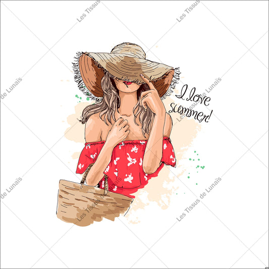 PANNEAU 277 mode femme girly été chapeau - 9 matières - 7 dimensions - au choix - Idéal pour vos Créations Couture !