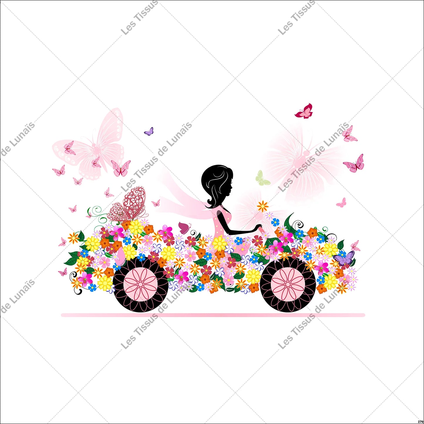 PANNEAU 279 mode femme girly fleur voiture - 9 matières - 7 dimensions - au choix - Idéal pour vos Créations Couture !